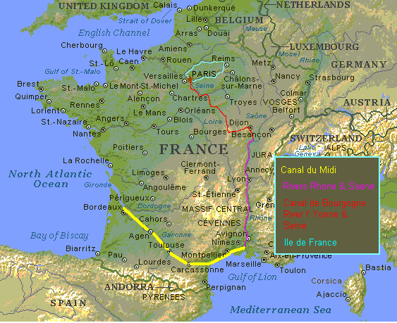 France map - showing canals and our current area of travel